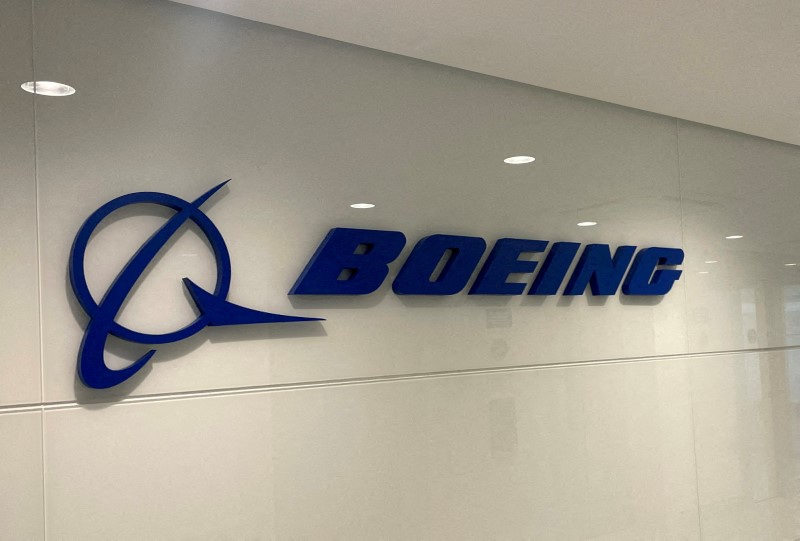 &copy; Reuters. FILE PHOTO: Boeing logo is seen at the company's technology and engineering center in Sao Jose dos Campos, Sao Paulo state, Brazil October 10, 2023. REUTERS/Gabriel Araujo/File Photo
