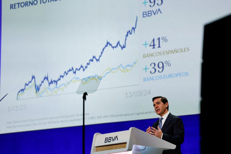 &copy; Reuters. BBVA Chair Carlos Torres Vila addresses the Annual General Meeting of Shareholders at the Palacio Euskalduna in Bilbao, Spain, March 15, 2024. REUTERS/Vincent West/File Photo