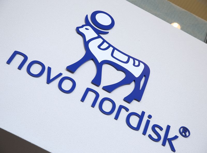 &copy; Reuters. FILE PHOTO: A view of the logo of Novo Nordisk at the company's office in Bagsvaerd, on the outskirts of Copenhagen, Denmark, March 8, 2024. REUTERS/Tom Little