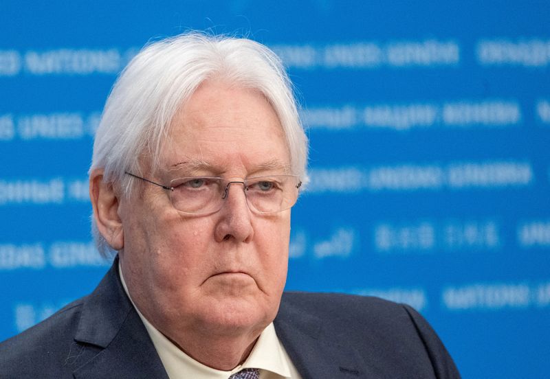 &copy; Reuters. FILE PHOTO: Martin Griffiths, Under-Secretary-General for Humanitarian Affairs and Emergency Relief Coordinator briefs media on the launch of the funding appeal to support conflict-torn Sudan in 2024 at the United Nations European headquarters in Geneva, 