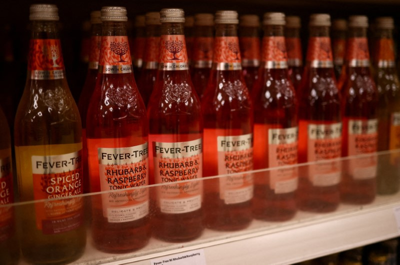&copy; Reuters. FILE PHOTO: Fever Tree products on display inside a store in London, Britain, March 19, 2023. REUTERS/Henry Nicholls/File Photo