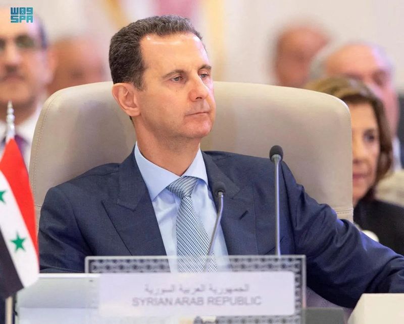 &copy; Reuters. الرئيس السوري بشار الأسد خلال قمة جامعة الدول العربية في جدة يوم 19 مايو أيار 2023. صورة لرويترز من وكالة الأنباء السعودية.
