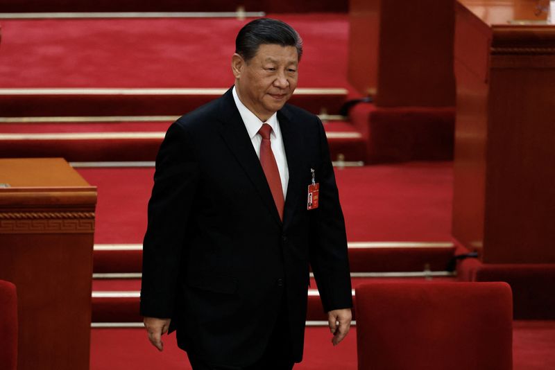 © Reuters. Chinese President Xi Jinping arrives for the closing session of the National People's Congress (NPC) at the Great Hall of the People in Beijing, China March 11, 2024. REUTERS/Tingshu Wang/File Photo