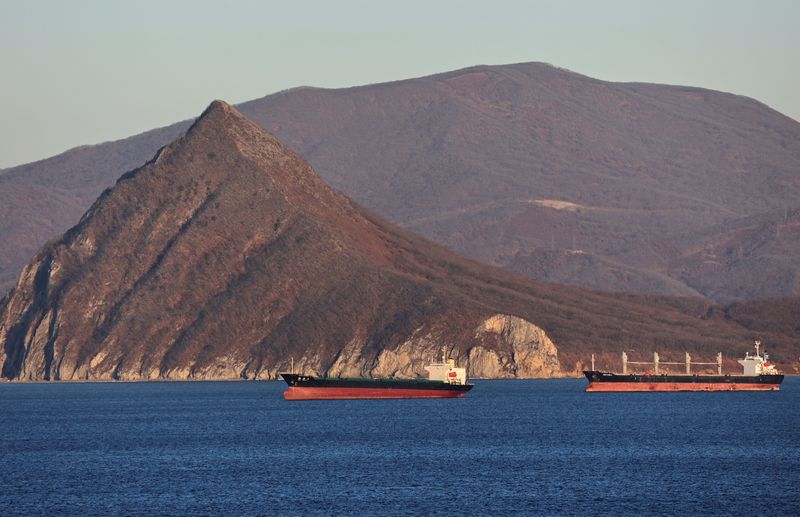 &copy; Reuters.  3月２７日、ロシアの石油会社に対する中国、トルコ、アラブ首長国連邦（ＵＡＥ）の銀行の原油・燃料売却代金送金が遅れている。写真はナホトカ湾に停泊する貨物船。２０２２年１２月