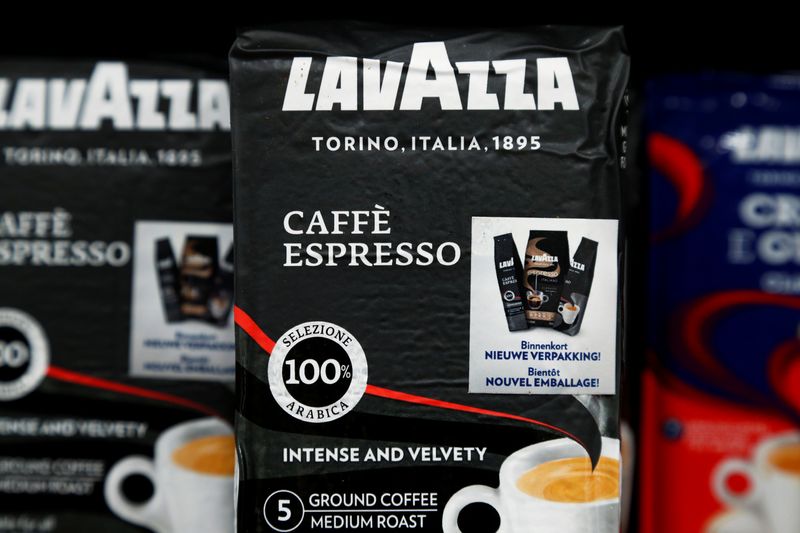 &copy; Reuters. Lavazza coffee packets are seen at a Carrefour supermarket in Brussels, Belgium, May 22, 2020. REUTERS/Francois Lenoir/File photo