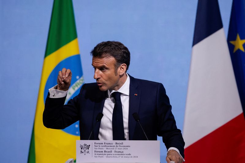 &copy; Reuters. Macron discursa a empresários em São Paulo
27/03/2024
REUTERS/Amanda Perobelli