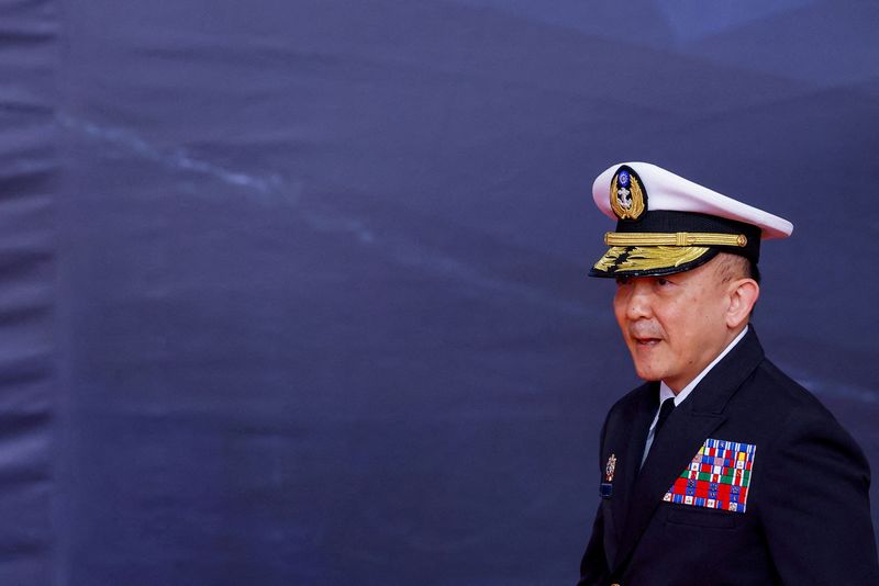 &copy; Reuters. قائد البحرية التايوانية تانج هوا خلال مراسم تسليم طرادات بميناء في ييلان بتايوان يوم 26 مارس آذار 2024. تصوير: آن وانغ - رويترز