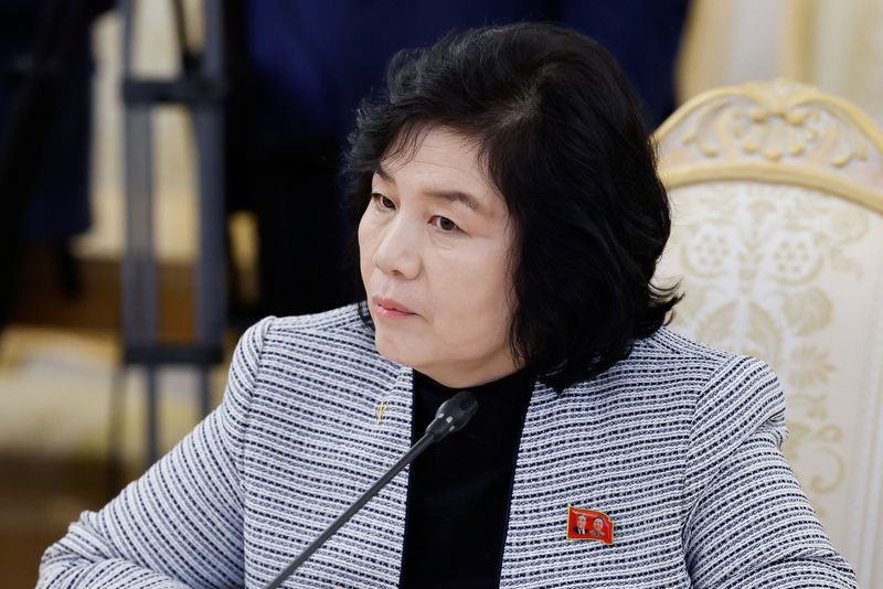 &copy; Reuters. وزيرة خارجية كوريا الشمالية تشو سون هوي في موسكو يوم 16 يناير كانون الثاني 2024. صورة لرويترز من ممثل لوكالات الأنباء.
