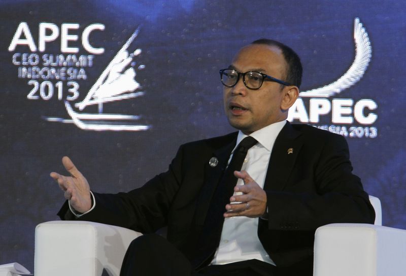 © Reuters. Indonesia's Finance Minister Chatib Basri talks during a dialogue session at the Asia-Pacific Economic Cooperation (APEC) CEO Summit in Nusa Dua, Indonesia resort island of Bali October 6, 2013. REUTERS/Beawiharta/File Photo