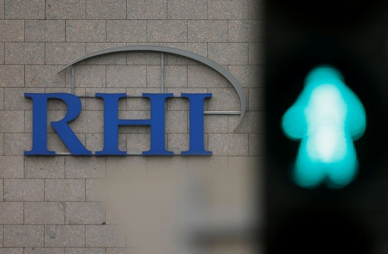 &copy; Reuters. FILE PHOTO: The logo of Austrian specialised fireproof materials maker RHI is pictured behind a traffic light at an office park building where its headquarters are located in Vienna, Austria October 6, 2016. REUTERS/Heinz-Peter Bader/File Photo