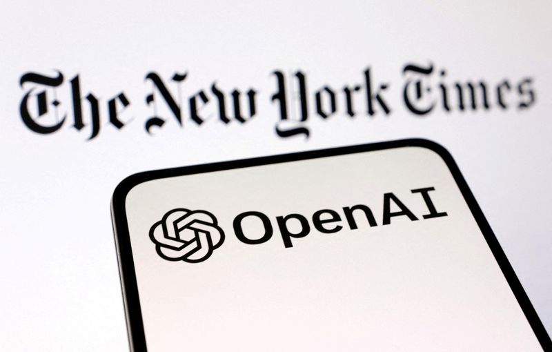 © Reuters. FILE PHOTO: OpenAI and The New York Times logos are seen in this illustration taken December 27, 2023. REUTERS/Dado Ruvic/Illustration/File Photo