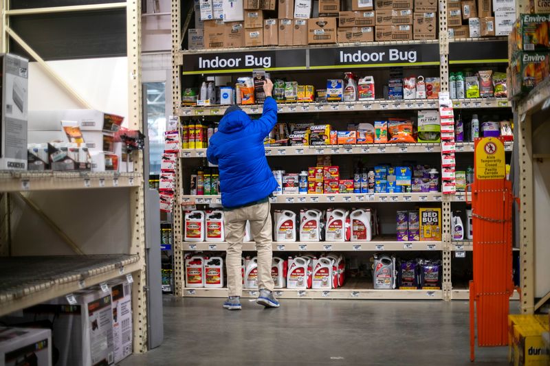 &copy; Reuters. FILE PHOTO: A shopper reaches for pesticide products at a Home Depot store in Wilmington, Delaware U.S. November 19, 2020. REUTERS/Mark Makela/File Photo