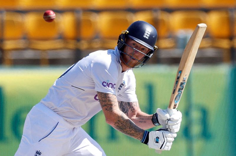 &copy; Reuters. FILE PHOTO: Cricket - Fifth Test - India v England - Himachal Pradesh Cricket Association Stadium, Dharamshala, India - March 9, 2024 England's Ben Stokes in action REUTERS/Adnan Abidi/File Photo