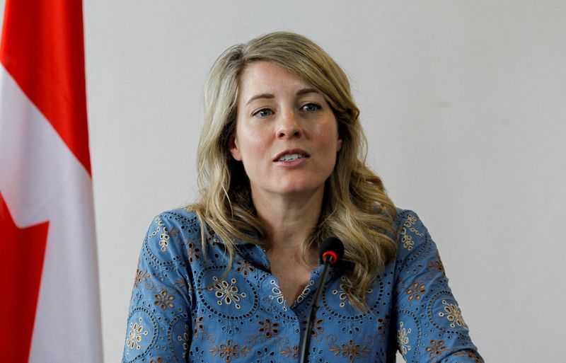 &copy; Reuters. FILE PHOTO: Canada Foreign Affairs Minister Melanie Joly speaks during a joint news conference with her Kenyan counterpart Alfred Mutua, during her official visit to Nairobi, Kenya May 2, 2023. REUTERS/Monicah Mwangi/File Photo
