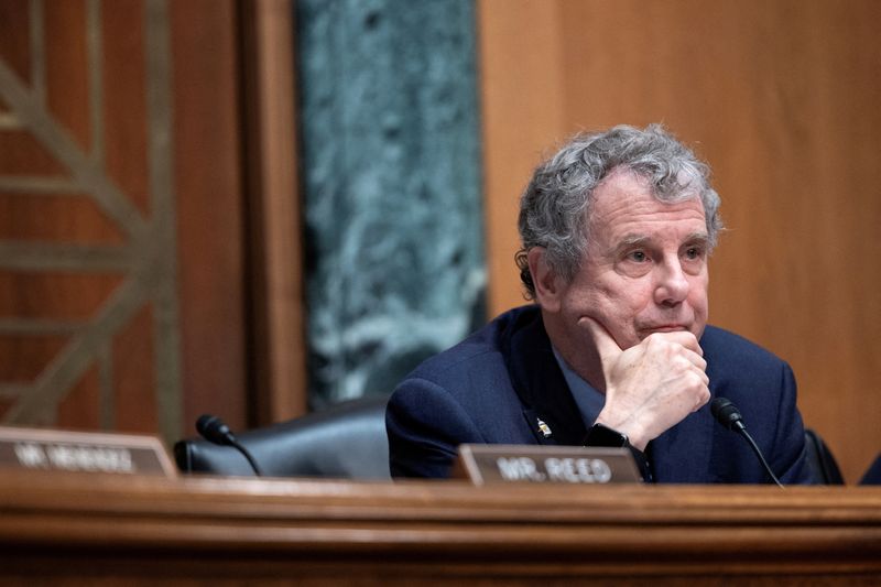 &copy; Reuters. FILE PHOTO: Senate Banking Committee Chair Senator Sherrod Brown (D-OH) listens to testimony during a hearing on Capitol Hill in Washington, U.S., March 7, 2024. REUTERS/Tom Brenner/File Photo