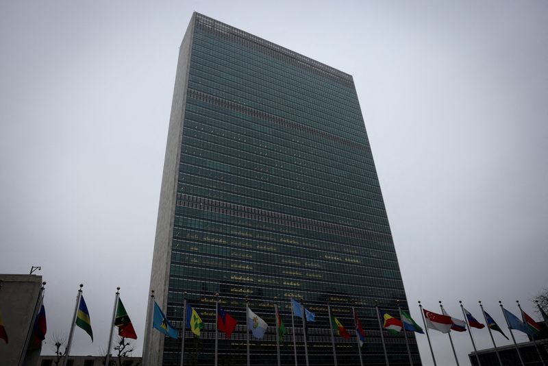 &copy; Reuters. FILE PHOTO: he United Nations building is pictured in New York City, U.S., February 23, 2023. REUTERS/Mike Segar/File Photo