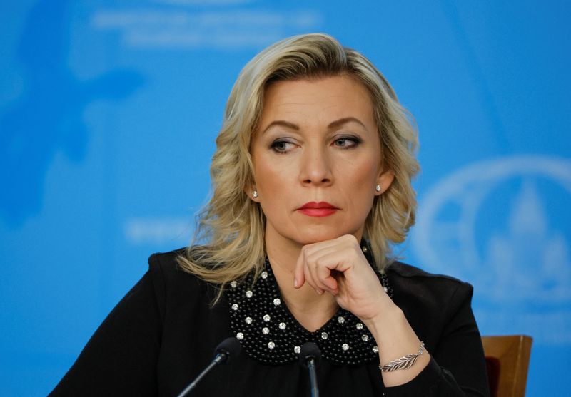 &copy; Reuters. Russian Foreign Ministry spokeswoman Maria Zakharova listens during the annual news conference of Foreign Minister Sergei Lavrov (not pictured) in Moscow, Russia January 18, 2023. REUTERS/Shamil Zhumatov/ File photo