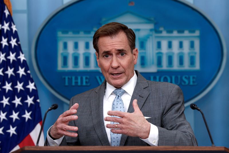 &copy; Reuters. John Kirby, U.S. National Security Council Coordinator for Strategic Communications, speaks to reporters during a press briefing at the White House in Washington, U.S., April 2, 2024. REUTERS/Evelyn Hockstein
