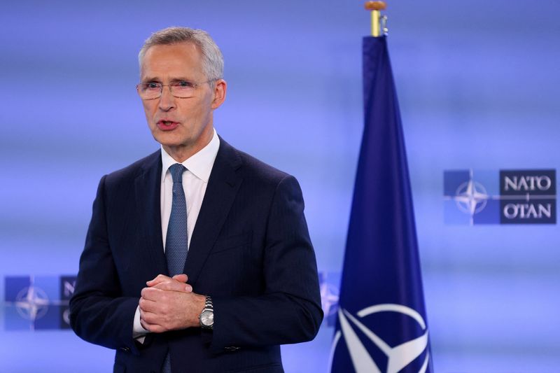 © Reuters. NATO Secretary General Jens Stoltenberg attends a press conference on the day of a NATO foreign ministers meeting at the Alliance's headquarters in Brussels, Belgium April 3, 2024. REUTERS/Johanna Geron/Pool