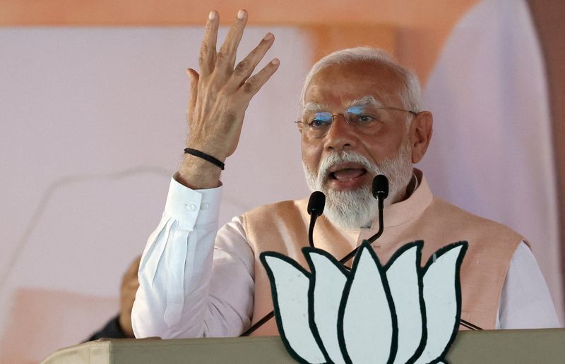 &copy; Reuters. FILE PHOTO: India's Prime Minister Narendra Modi speaks during an election campaign rally in Meerut, India, March 31, 2024. REUTERS/Anushree Fadnavis/File Photo