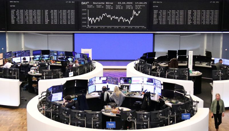 &copy; Reuters. L'indice allemand DAX à la bourse de Francfort, Allemagne. /Photo prise le 3 avril 2024/REUTERS