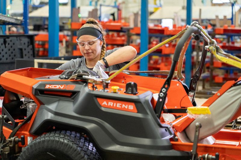 &copy; Reuters. An Ariens Company employee works on the assembly line at the company's plant in Brillion, Wisconsin, U.S., in this undated handout photo obtained by Reuters on April 3, 2024. Ariens Co./Handout via REUTERS