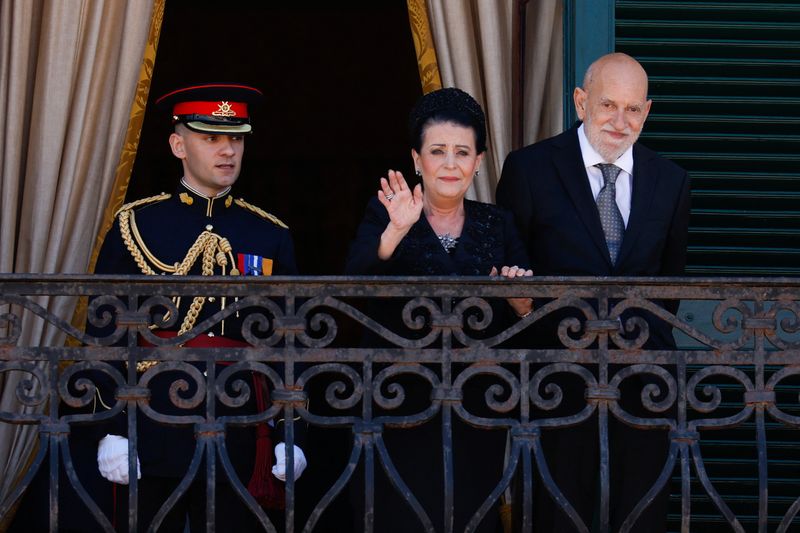 &copy; Reuters. Malta's President Myriam Spiteri Debono waves to well-wishers from the balcony of the Presidential Palace, next to her husband Anthony Spiteri Debono after her inauguration ceremony in Valletta, Malta April 4, 2024. REUTERS/Darrin Zammit Lupi