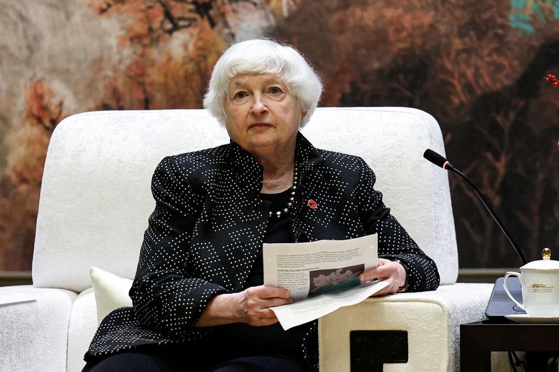 &copy; Reuters. U.S. Treasury Secretary Janet Yellen attends a meeting with Governor of Guangdong Province Wang Weizhong (not pictured) in Guangzhou, Guangdong province, China April 5, 2024. REUTERS/Tingshu Wang