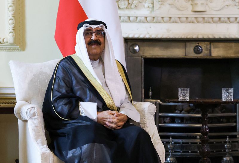 &copy; Reuters. Kuwait's Crown Prince, Sheikh Meshal Al-Ahmad Al-Jaber Al-Sabah meets Britain's Prime Minister Rishi Sunak (not pictured) at 10 Downing Street, in London, Britain, August 29, 2023. REUTERS/Hollie Adams/Pool/ File photo