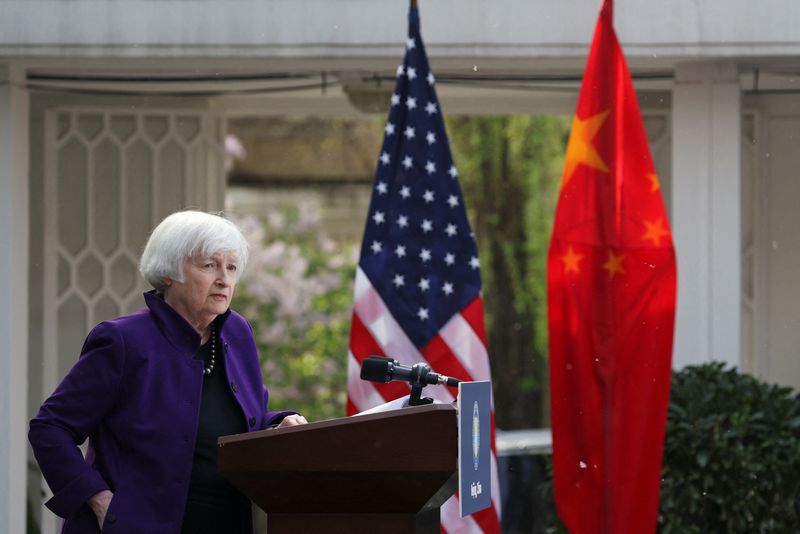 © Reuters. U.S. Treasury Secretary Janet Yellen attends a press conference in Beijing, China April 8, 2024. REUTERS/Florence Lo