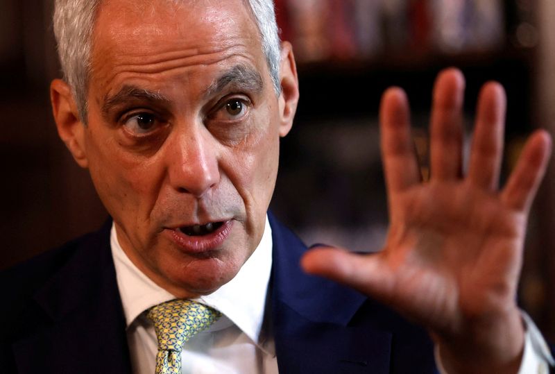 &copy; Reuters. U.S. Ambassador to Japan Rahm Emanuel speaks during an interview with Reuters at the ambassador's residence in Tokyo, Japan, October 30, 2023. REUTERS/Issei Kato/ File photo