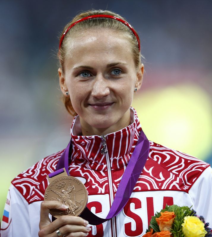 &copy; Reuters. 　２０１２年ロンドン五輪の陸上女子８００メートルで銀メダルを獲得したエカテリーナ・ポイストゴワは、メダルを剥奪される見通しとなった。ロンドンで２０１２年８月撮影（２０２４