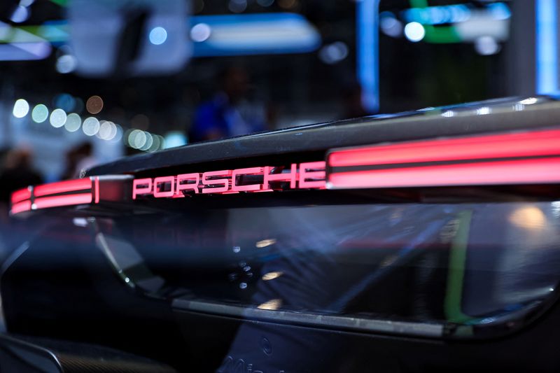 © Reuters. FILE PHOTO: A view shows model Mission X of Porsche, a German automobile manufacturer, displayed during an event a day ahead of the official opening of the 2023 Munich Auto Show IAA Mobility, in Munich, Germany, September 4, 2023. REUTERS/Leonhard Simon/File Photo