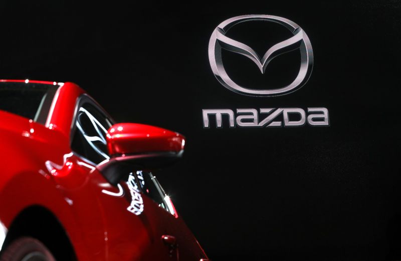 &copy; Reuters. A 2020 Mazda 3 is seen on display at the 2019 New York International Auto Show in New York City, New York, U.S, April 17, 2019. REUTERS/Brendan McDermid/File Photo