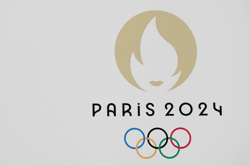 © Reuters. FILE PHOTO: A view shows the logo of the Paris 2024 Olympic and Paralympic Games, in Paris, France, March 19, 2024. REUTERS/Benoit Tessier/File Photo