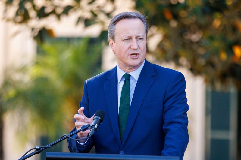 &copy; Reuters. FOTO DE ARCHIVO: El ministro de Asuntos Exteriores británico, David Cameron, en la Casa de Gobierno para las Consultas Ministeriales anuales Australia-Reino Unido (AUKMIN), en Adelaida, Australia. 22 de marzo de 2024. AAP Image/Matt Turner vía REUTERS/A