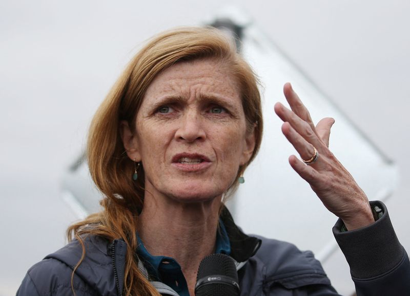&copy; Reuters. FILE PHOTO: U.S. Agency for International Development (USAID) Administrator Samantha Power speaks to the media as she visits the aid centre for refugees from Nagorno-Karabakh region in the border village of Kornidzor, Armenia September 26, 2023. REUTERS/I