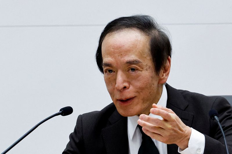 &copy; Reuters. FILE PHOTO: Bank of Japan Governor Kazuo Ueda gestures as he speaks during a press conference after a policy meeting at BOJ headquarters, in Tokyo, Japan March 19, 2024. REUTERS/Kim Kyung-Hoon/File Photo