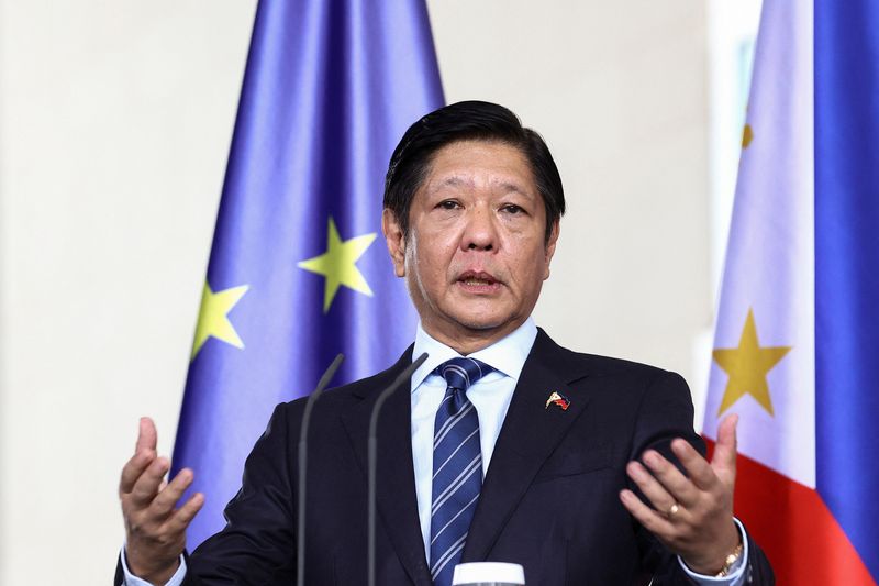 &copy; Reuters. Philippine President Ferdinand Marcos Jr. speaks at a press conference, held with German Chancellor Olaf Scholz (not pictured), in Berlin, Germany, March 12, 2024. REUTERS/Liesa Johannssen/ File Photo