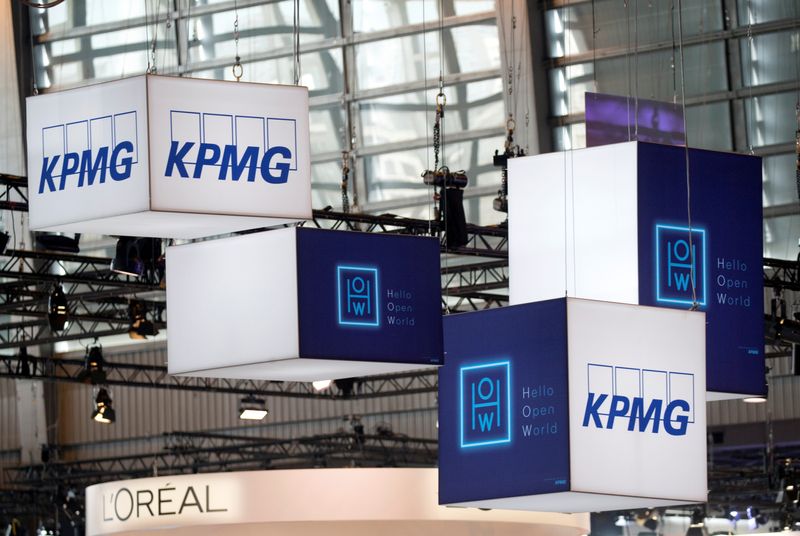 &copy; Reuters. File photo" The logo of KPMG, a professional service company is pictured during the Viva Tech start-up and technology summit in Paris, France, May 25, 2018. REUTERS/Charles Platiau/File photo