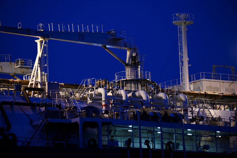 © Reuters. FILE PHOTO: A general view shows pipe systems on a special ship, 