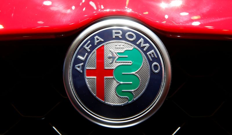 &copy; Reuters. The logo of Alfa Romeo is seen during the 87th International Motor Show at Palexpo in Geneva, Switzerland March 8, 2017. REUTERS/Arnd Wiegmann/File Photo