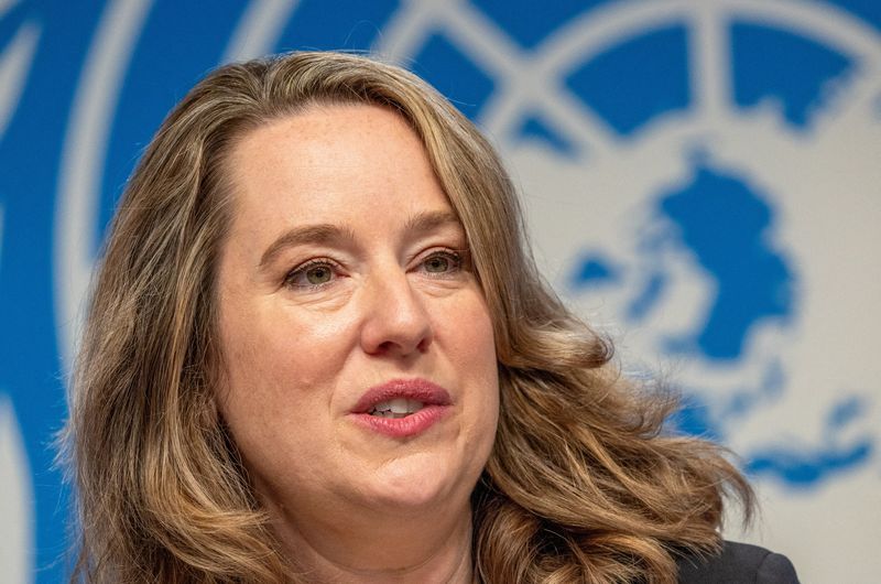 &copy; Reuters. FILE PHOTO: Amy Pope, the new director general of the International Organization for Migration (IOM) attends a news conference in Geneva, Switzerland October 2, 2023.  REUTERS/Denis Balibouse/File Photo