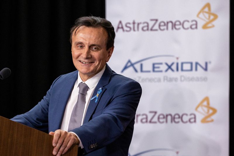 &copy; Reuters. CEO of AstraZeneca Pascal Soriot speaks at an announcement at AstraZeneca in Mississauga Ontario, Canada February 27, 2023. REUTERS/Carlos Osorio/File Photo