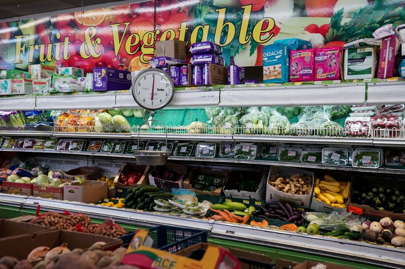 © Reuters. FILE PHOTO: Produce is displayed at Best World Supermarket in the Mount Pleasant neighborhood of Washington, D.C., U.S., August 19, 2022. REUTERS/Sarah Silbiger/File Photo