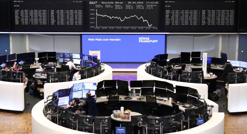 &copy; Reuters. The German share price index DAX graph is pictured at the stock exchange in Frankfurt, Germany, April 9, 2024.     REUTERS/Staff/File Photo