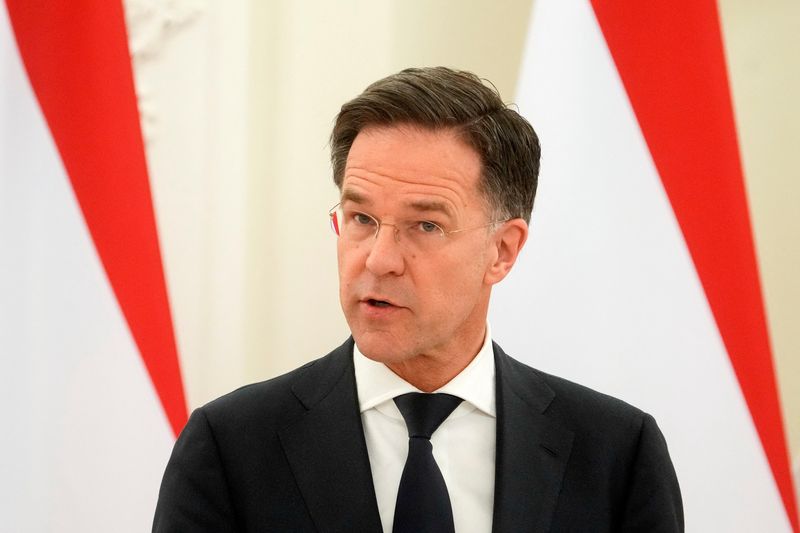 &copy; Reuters. Dutch Prime Minister Mark Rutte attends a press conference with Lithuanian President Gitanas Nauseda (not pictured), on the day of their meeting in Vilnius, Lithuania April 2, 2024. REUTERS/Ints Kalnins/ File photo