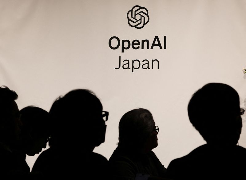 © Reuters. Journalists are silhouetted at OpenAI’s press conference about the opening of its first Asia office in Tokyo, Japan April 15, 2024. REUTERS/Kim Kyung-Hoon