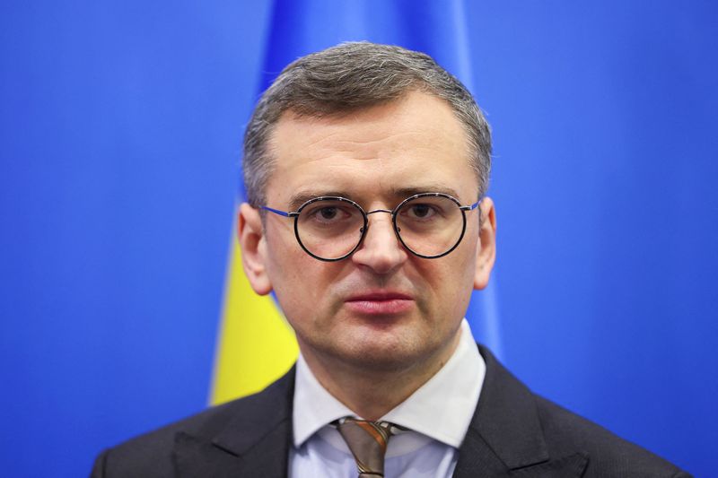 &copy; Reuters. FILE PHOTO: Ukraine's Foreign Minister Dmytro Kuleba looks on, on the day of a bilateral meeting with U.S. Secretary of State Antony Blinken (not pictured), at the NATO Alliance's headquarters in Brussels, Belgium April 4, 2024. REUTERS/Johanna Geron/Pool