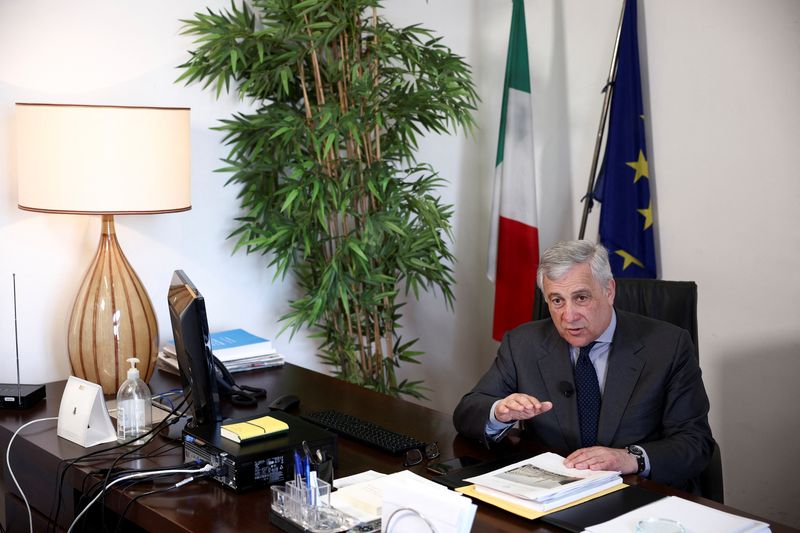 &copy; Reuters. أنطونيو تاياني وزير الخارجية الإيطالي يتحدث خلال مقابلة مع رويترز في روما يوم 15 أبريل نيسان 2024. تصوير: جوليلمو مانجاباني - رويترز